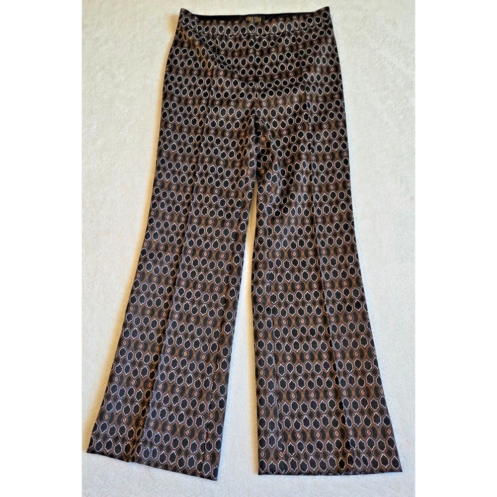 Truth by Republic Womens Wide Leg Geometric Print Trousers Brown Black Size 6